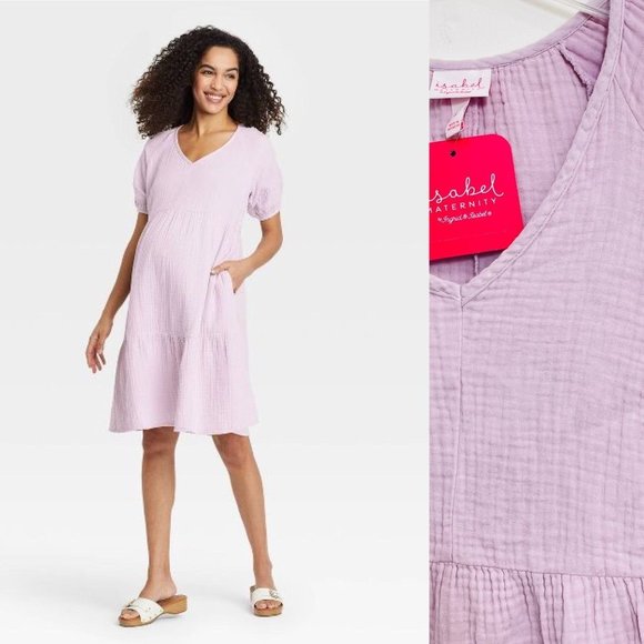 Isabel Maternity Dresses & Skirts - Isabel Maternity Women's Dress Small Short Sleeve Purple Gauzy Ingrid & Isabel